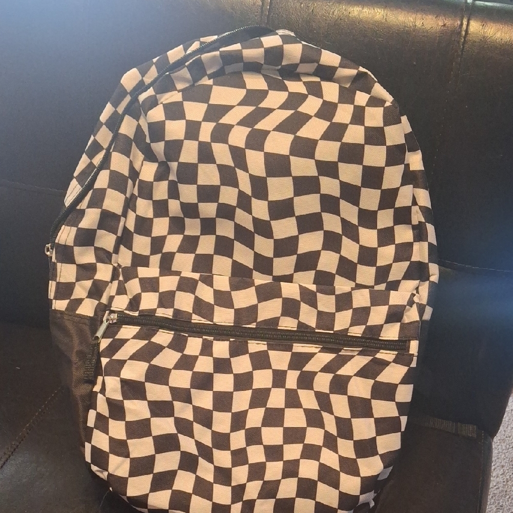 New With Tags Moda West Brand Checkered Black and White Boy's Backpack